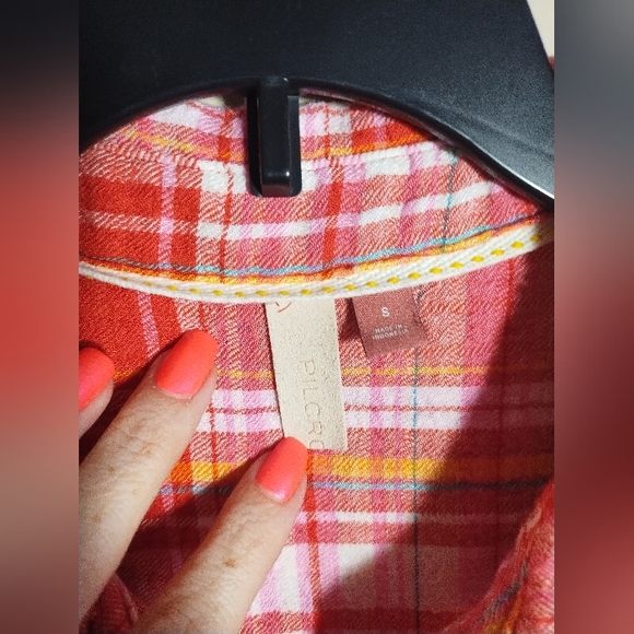 Pilcro Top Orange Plaid Soft Button Down Tunic Boho Fall - Picture 2 of 16